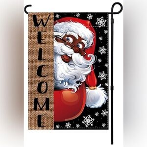 Black Santa Welcome Garden Flag Christmas Yard Decor